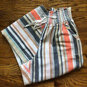 Striped linen wide-leg pants